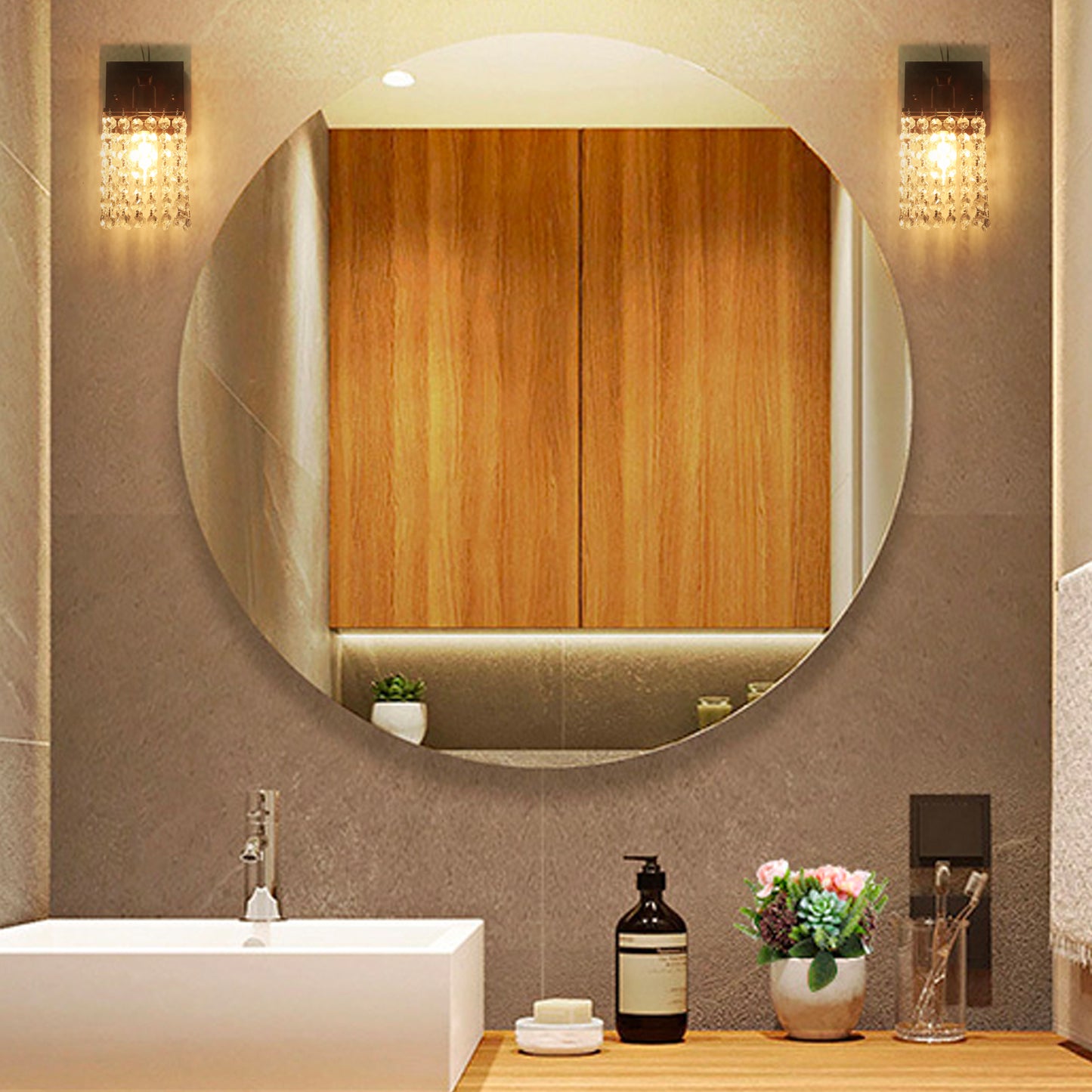 1 light crystal wall sconce fixture