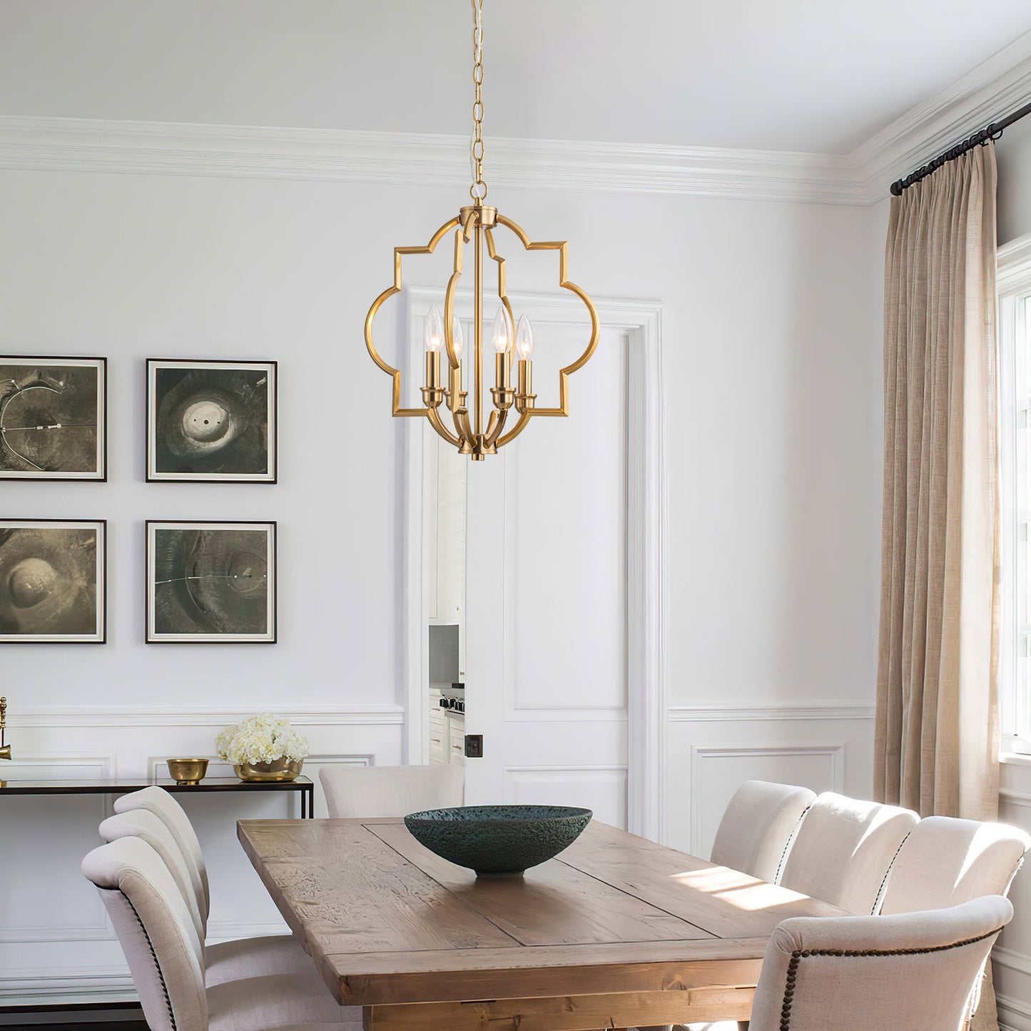 4-light brass chandeliers