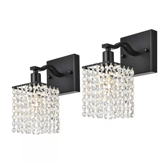 1 light crystal wall sconce fixture