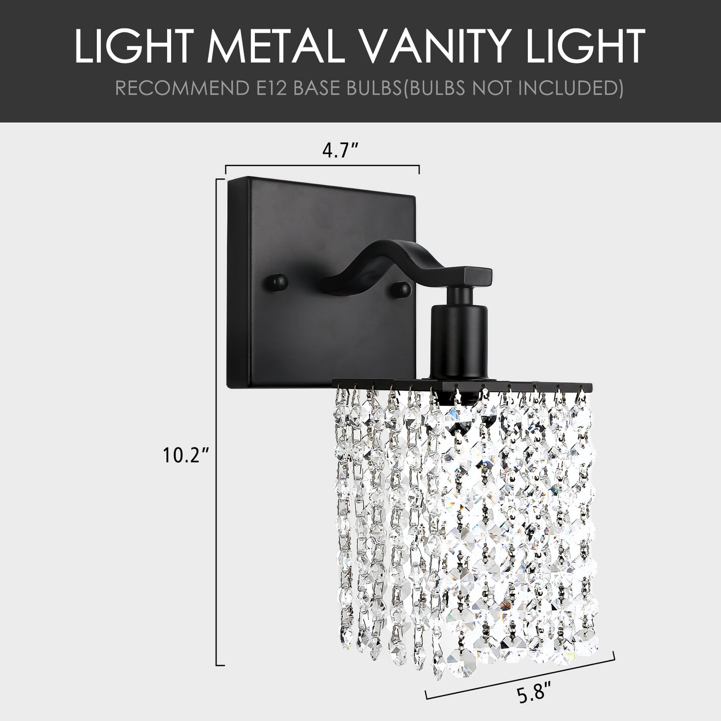 1 light crystal wall sconce fixture