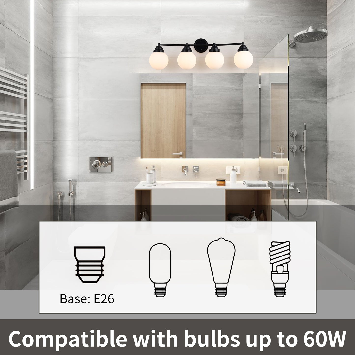 4 - Light Dimmable Vanity Light