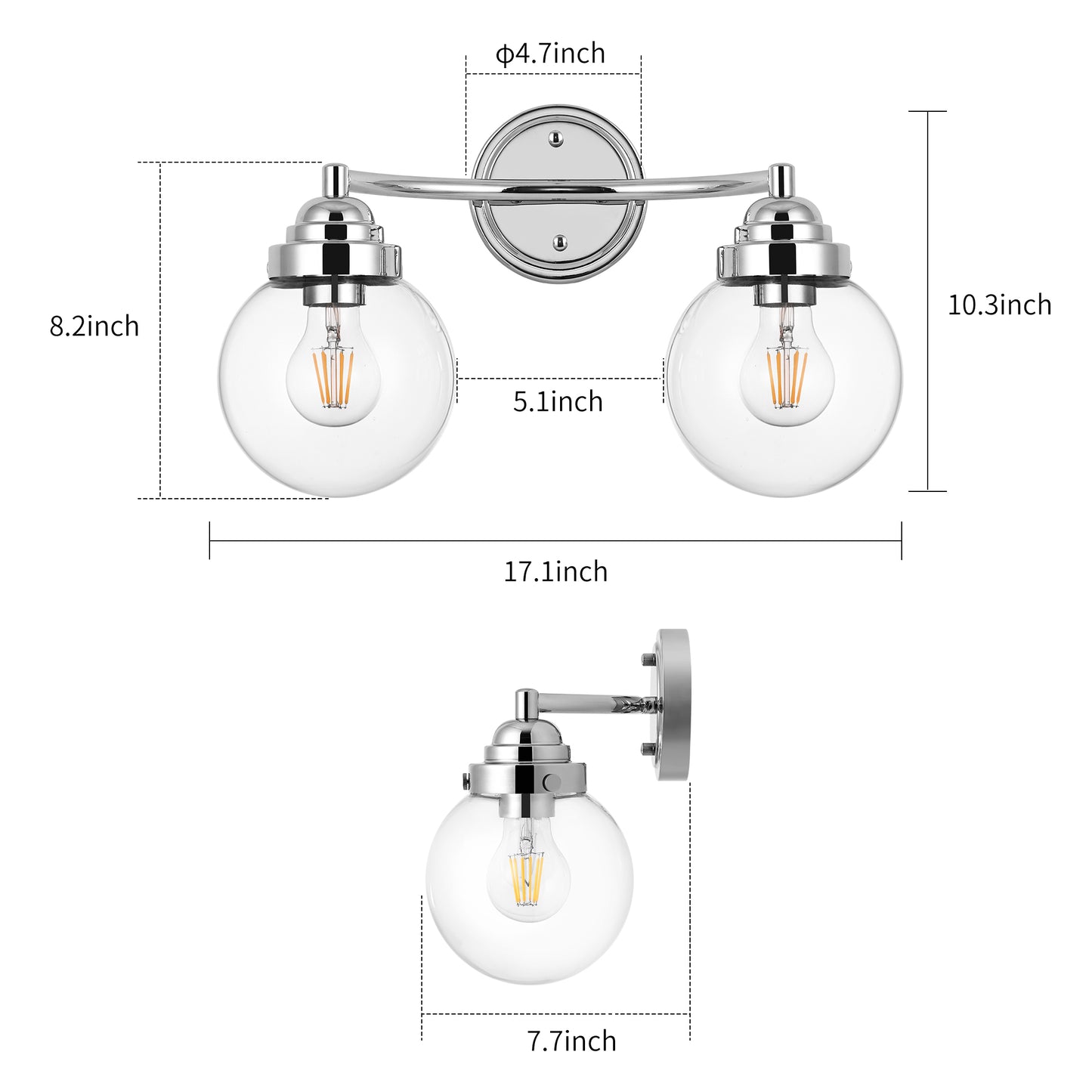 2-light vanity light features