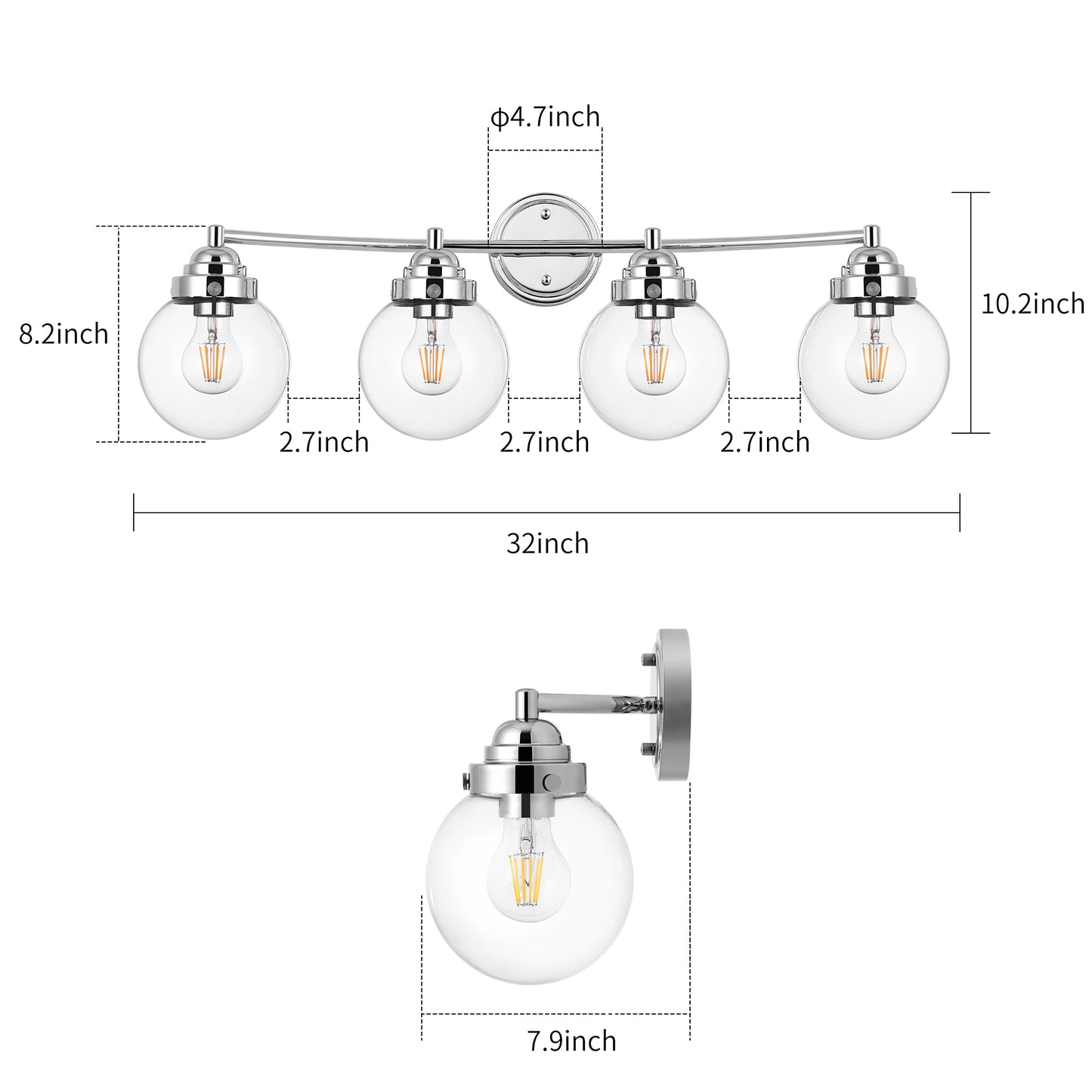 4-light vanity light features