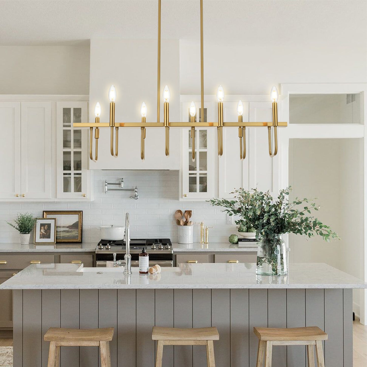 8 - Light Gold Linear Chandelier