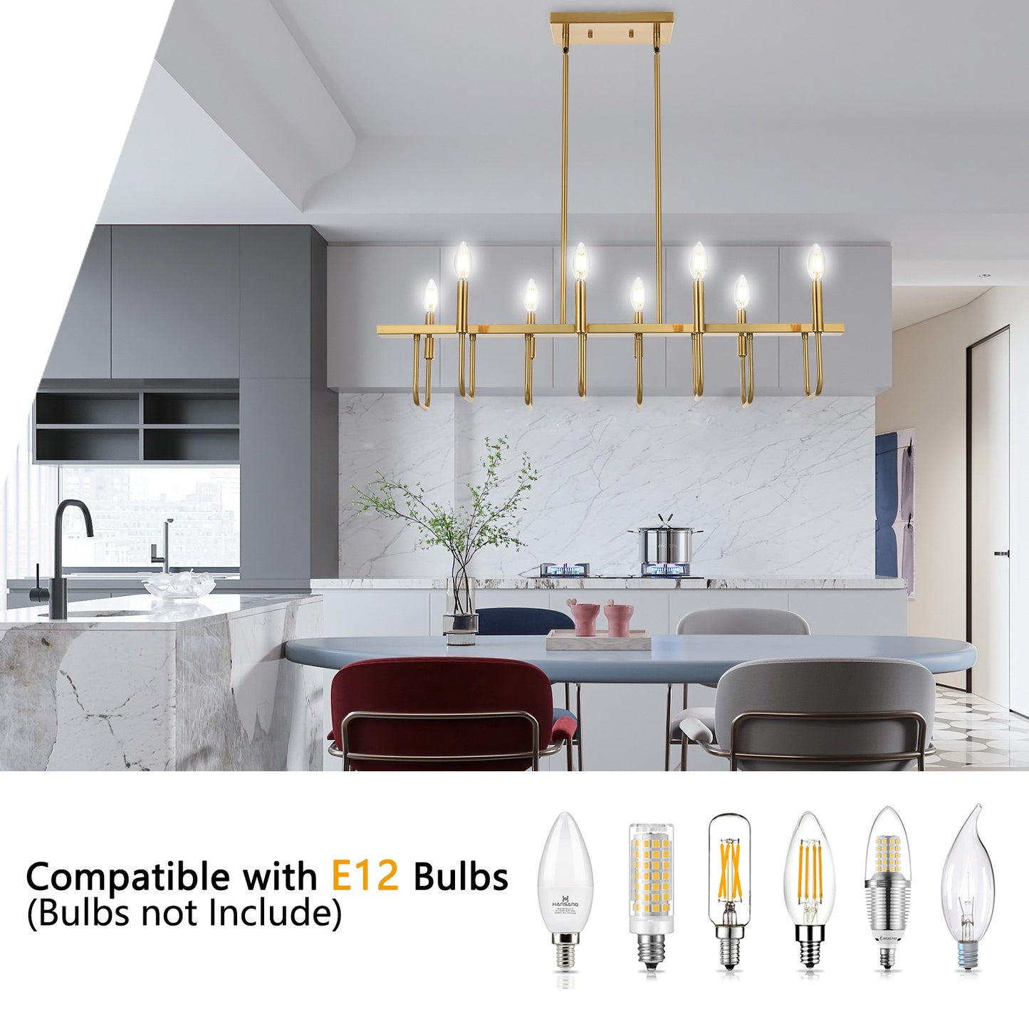 8 - Light Gold Linear Chandelier