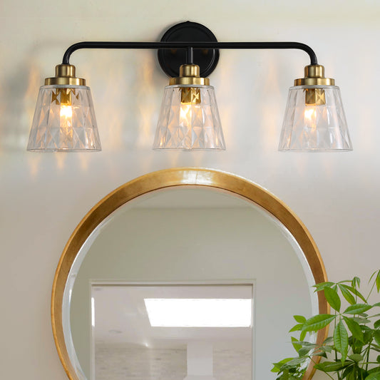 3 - Light Black and Gold Bathroom Vanity Light