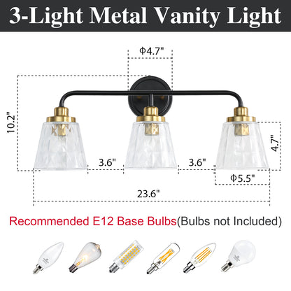 3 - Light Black and Gold Bathroom Vanity Light