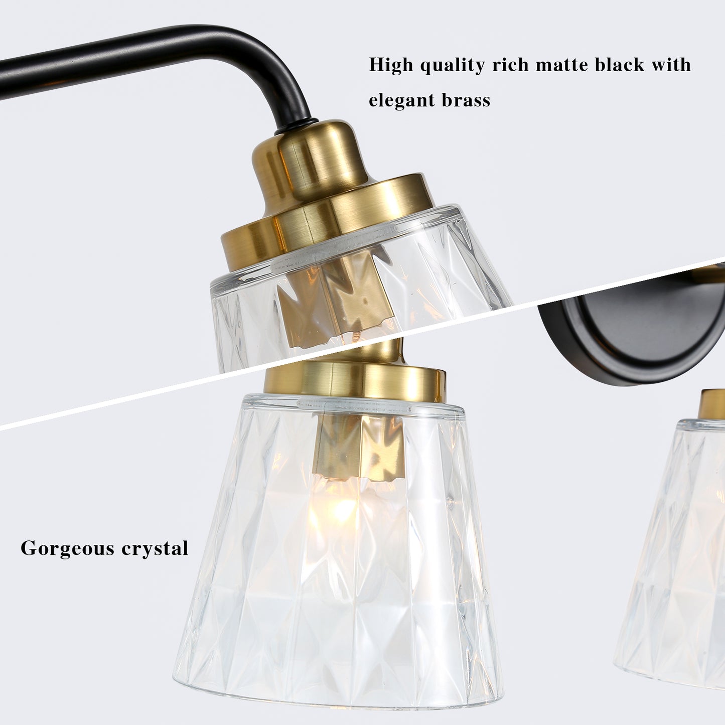 3 - Light Black and Gold Bathroom Vanity Light